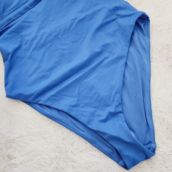 NWT Andie Swim Lagos Blue Halter V-Neck One Piece High Leg XL 16 - Picture 6 of 8